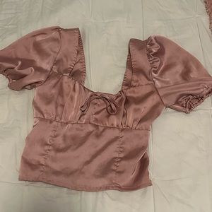 pink crop coquette top